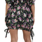 Dolce & Gabbana Elegant Black Floral Tie Mini Dress