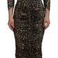 Dolce & Gabbana Multicolor Leopard Bodycon Sheath Midi Dress