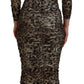 Dolce & Gabbana Multicolor Leopard Bodycon Sheath Midi Dress