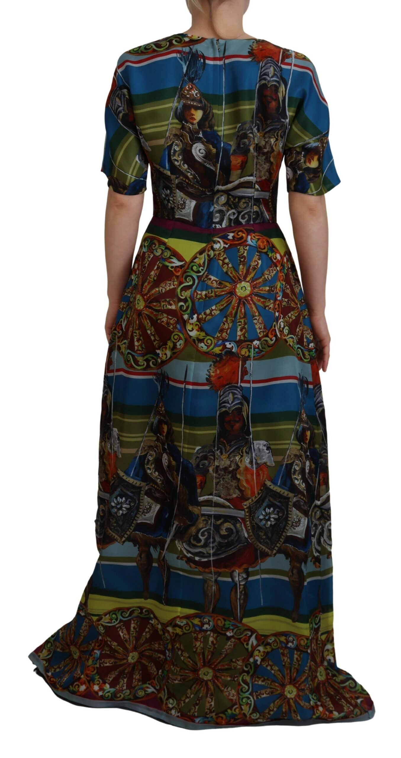 Dolce & Gabbana Multicolor Sicily Silk A-line Long Gown Dress