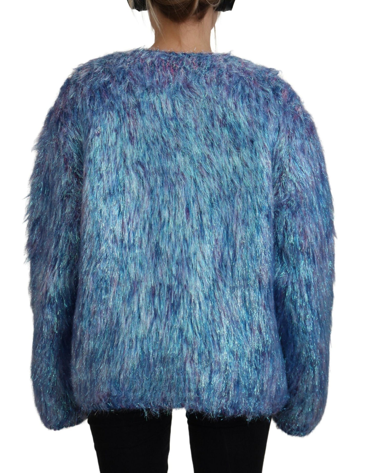 Dolce & Gabbana Blue Multicolor Fringes Jacket