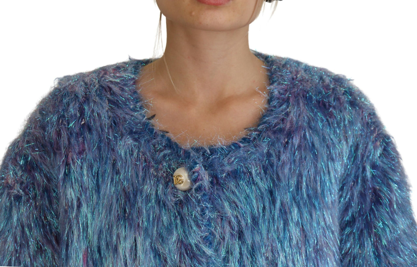 Dolce & Gabbana Blue Multicolor Fringes Jacket