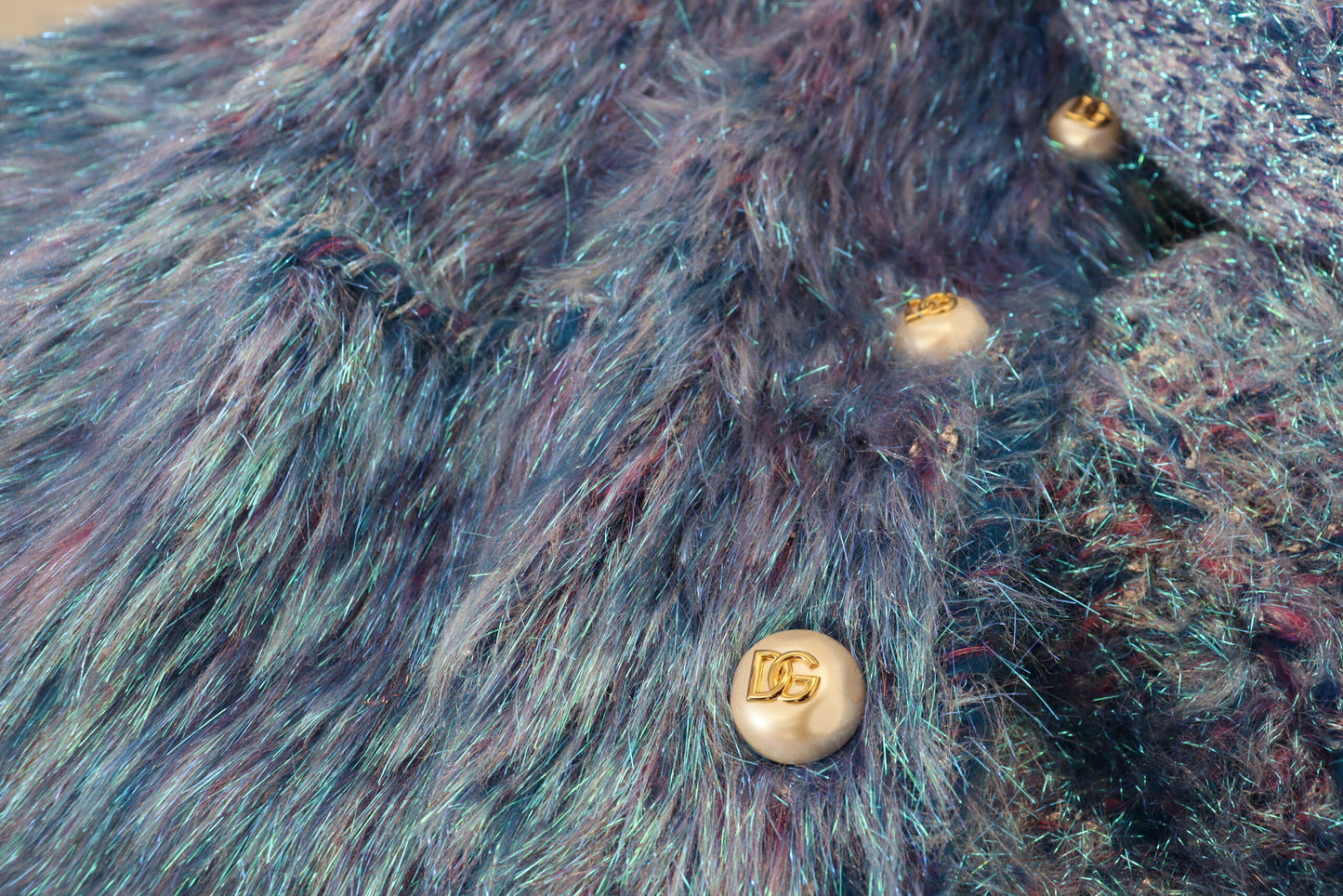 Dolce & Gabbana Blue Multicolor Fringes Jacket