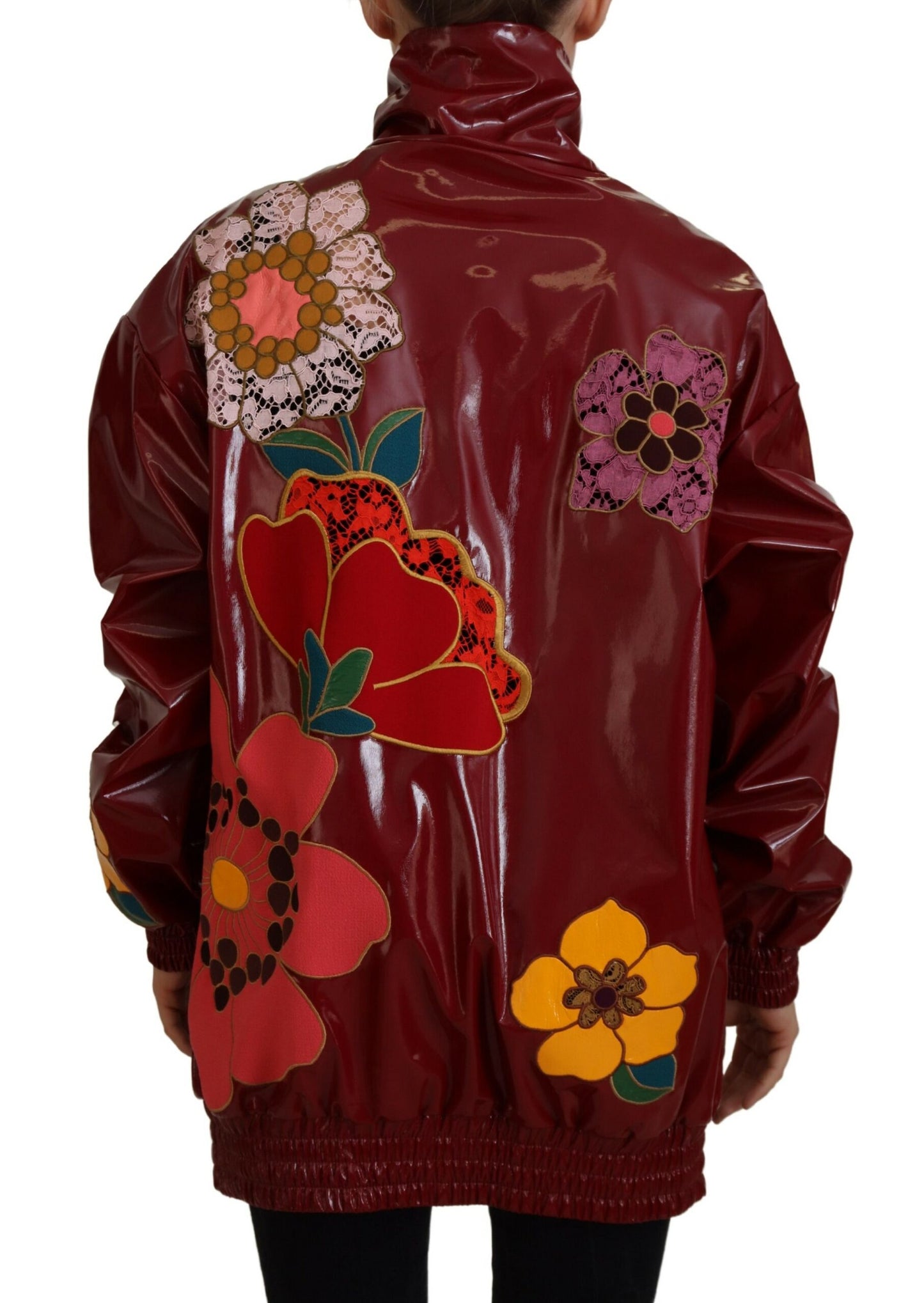 Dolce & Gabbana Maroon Floral Zip Jacket