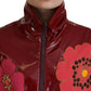 Dolce & Gabbana Maroon Floral Zip Jacket