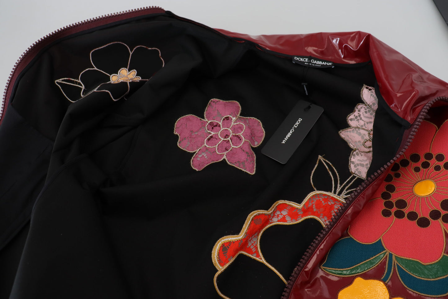 Dolce & Gabbana Maroon Floral Zip Jacket