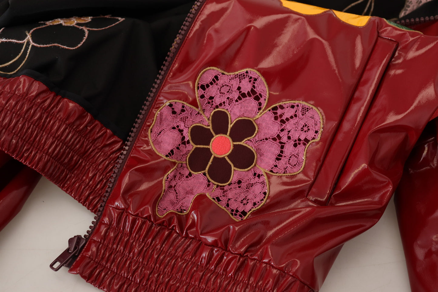 Dolce & Gabbana Maroon Floral Zip Jacket