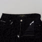 Dolce & Gabbana Black Leopard Denim Stretch Shorts