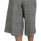 Dolce & Gabbana Gray Plaid High Waist Wide Leg Alpaca Pants