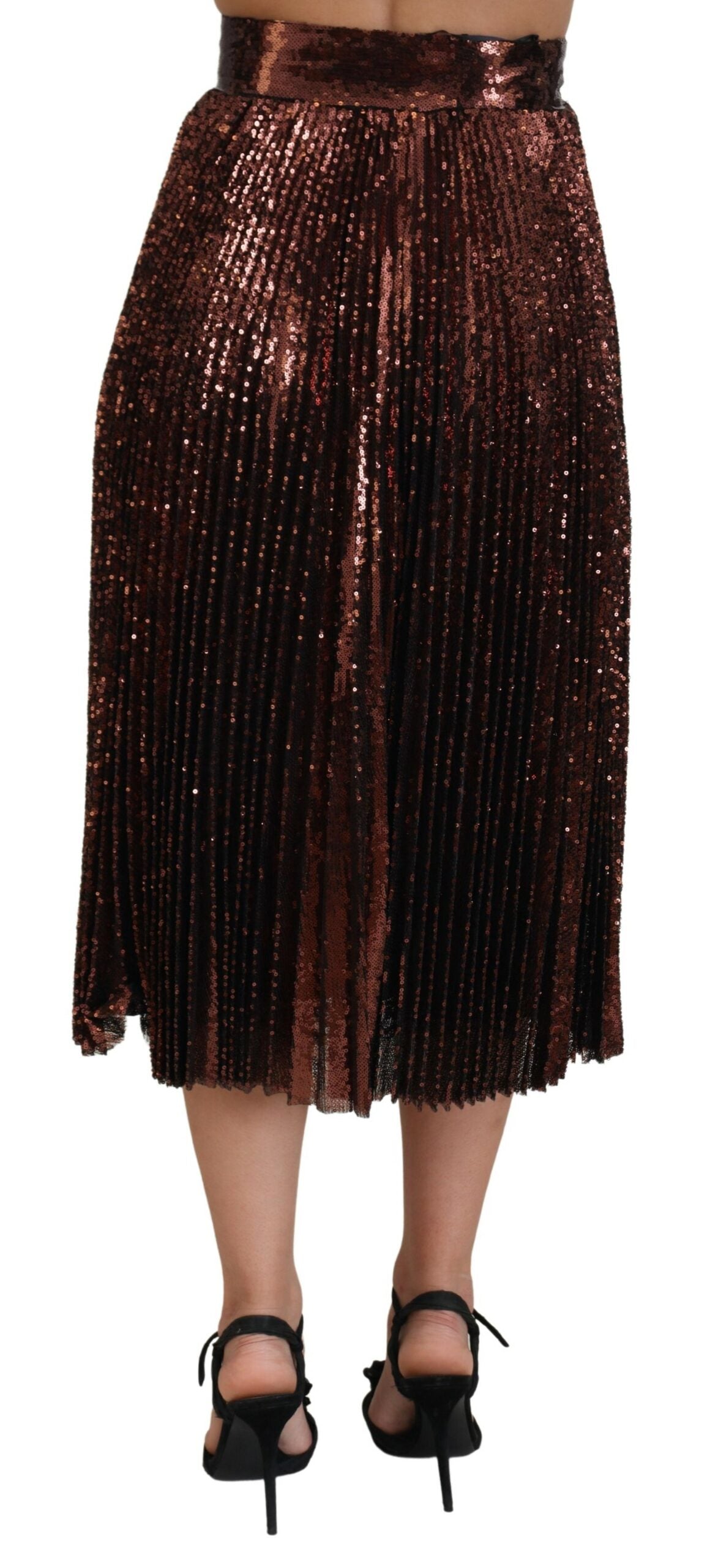 Dolce & Gabbana Bronze Sequined High Waist A-line Maxi Skirt