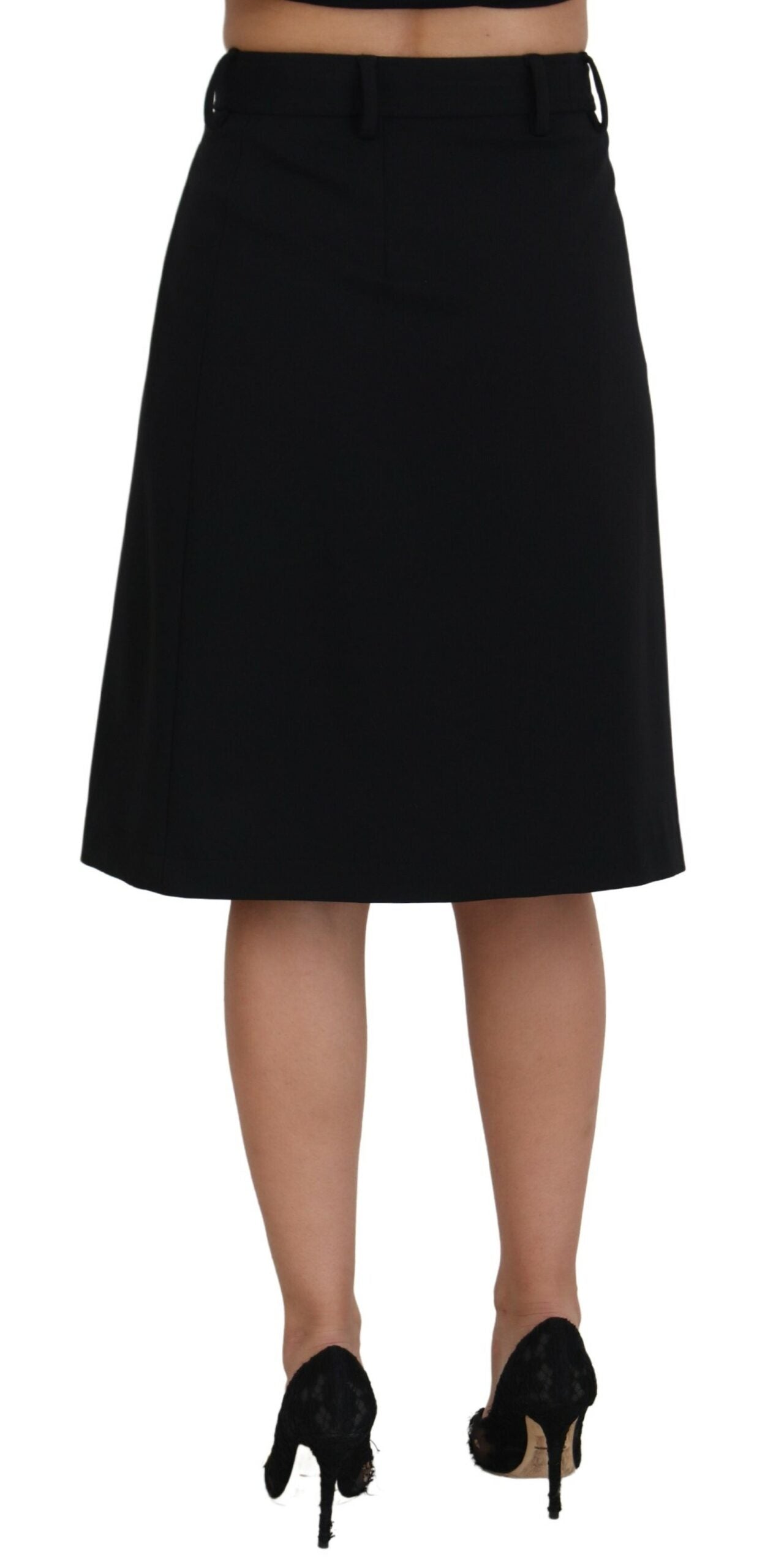 Dolce & Gabbana Black Wool Pencil Cut High Waist Skirt