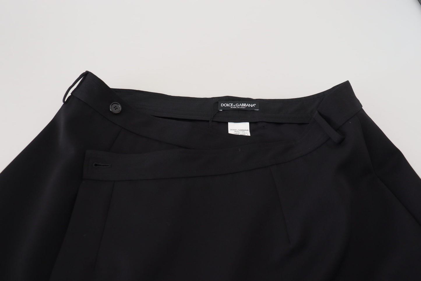 Dolce & Gabbana Black Wool A-line High Waist Mini Skirt