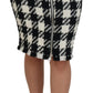 Dolce & Gabbana Black White Houndstooth High Waist Skirt