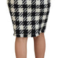 Dolce & Gabbana Black White Houndstooth High Waist Skirt