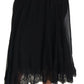 Dolce & Gabbana Black Silk Lace Trim High Waist Midi Skirt