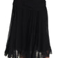 Dolce & Gabbana Black Silk Lace Trim High Waist Midi Skirt