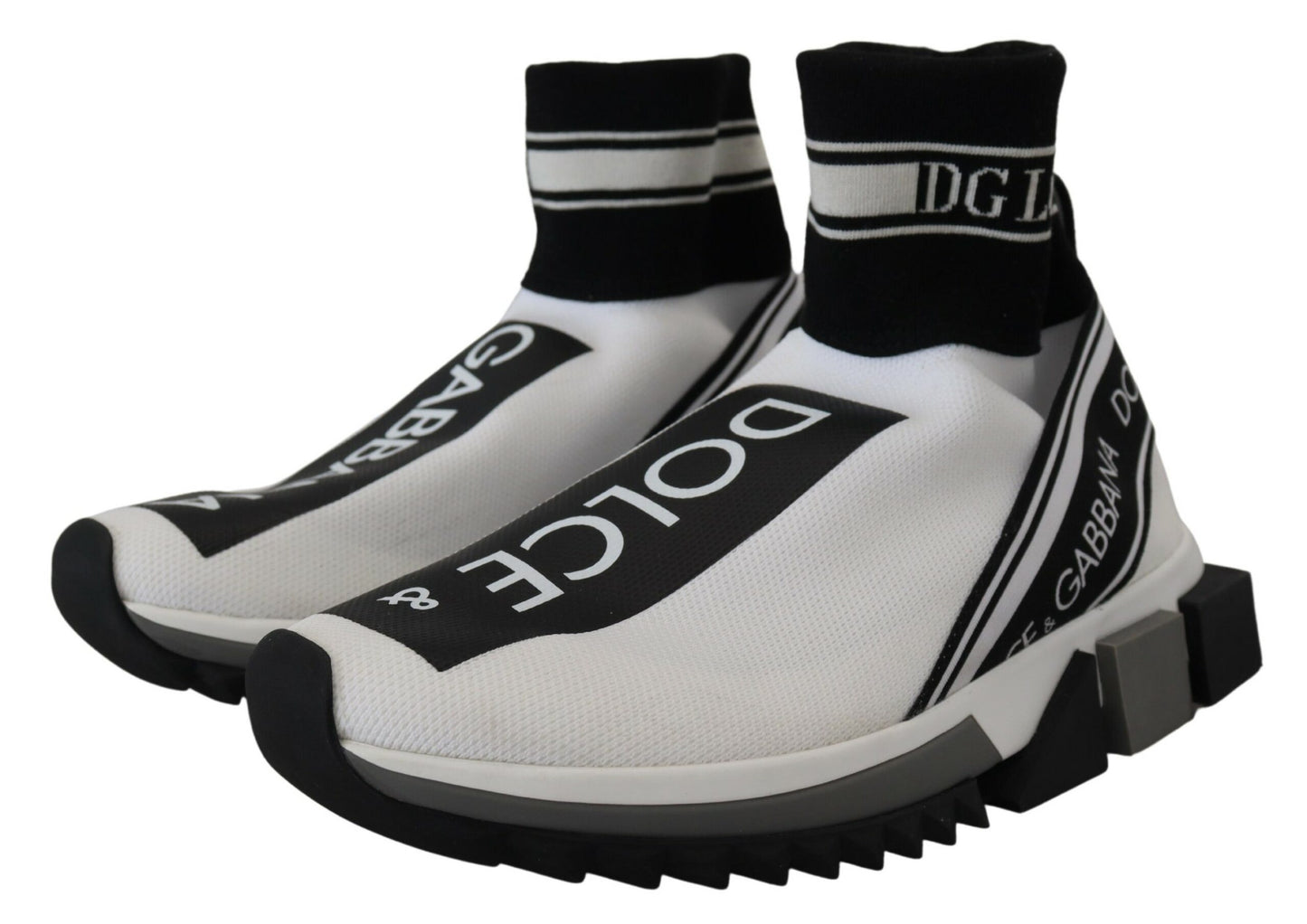 Dolce & Gabbana White Black Sorrento Socks Sneakers Shoes