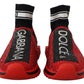 Dolce & Gabbana Red Bling Sorrento Sneakers Socks Shoes