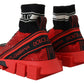 Dolce & Gabbana Red Bling Sorrento Sneakers Socks Shoes