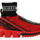 Dolce & Gabbana Red Bling Sorrento Sneakers Socks Shoes