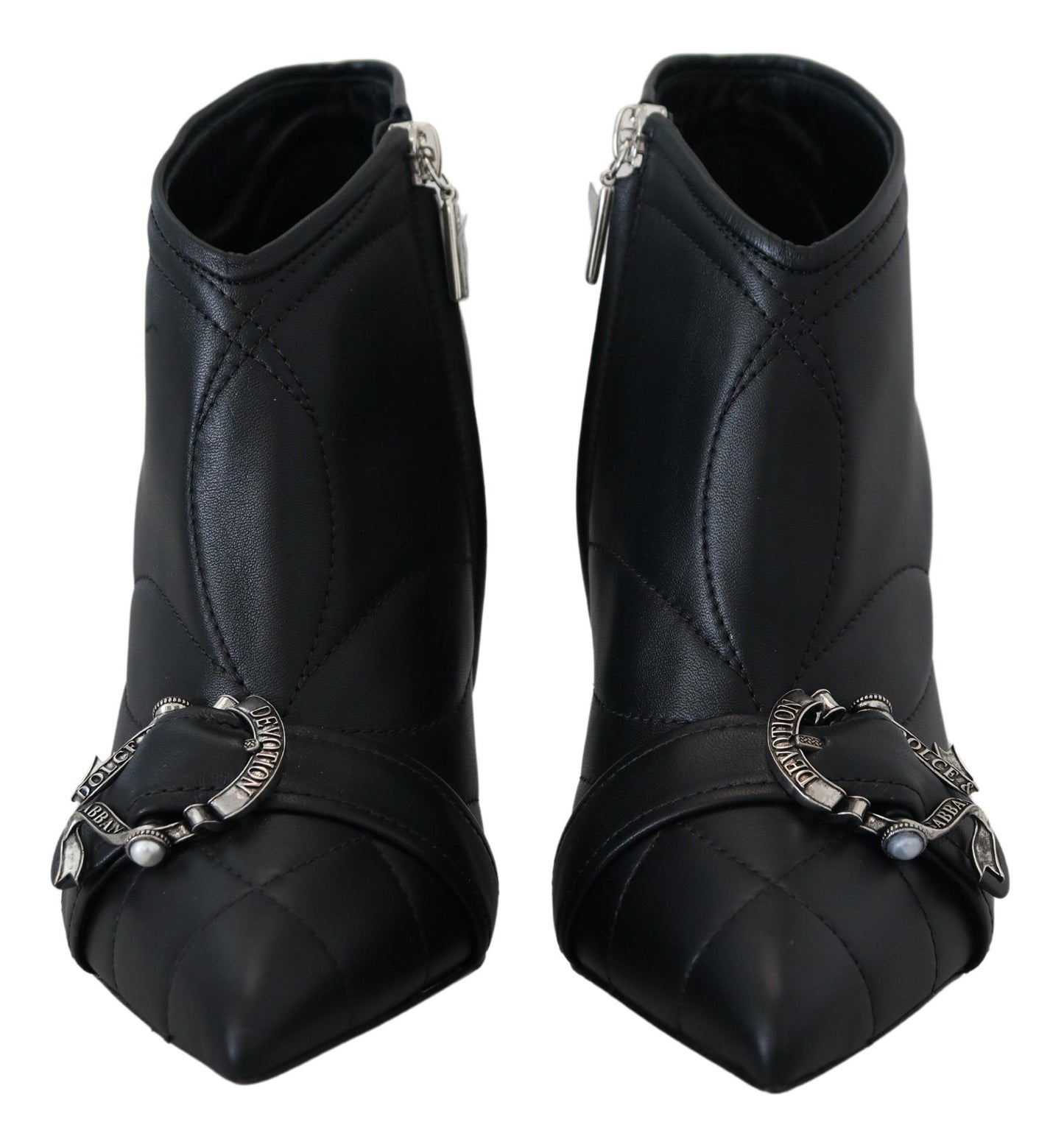 Dolce & Gabbana Black Devotion Quilted Buckled Ankle Boots Shoes