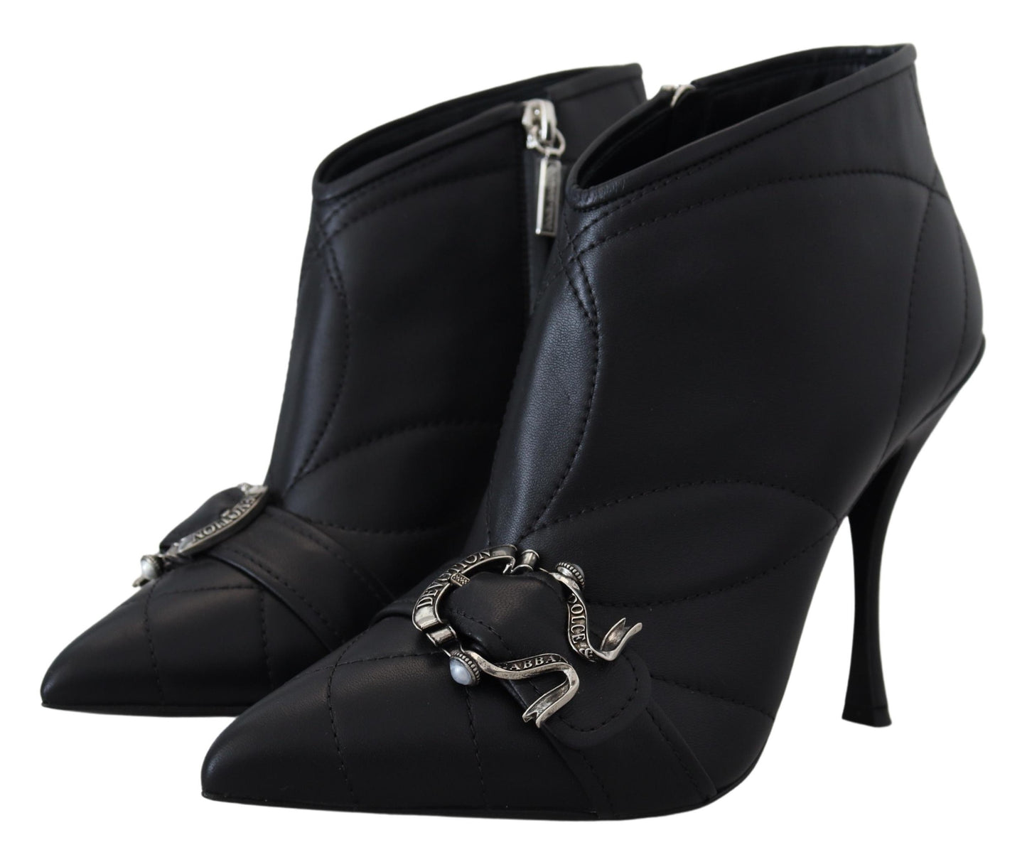 Dolce & Gabbana Black Devotion Quilted Buckled Ankle Boots Shoes