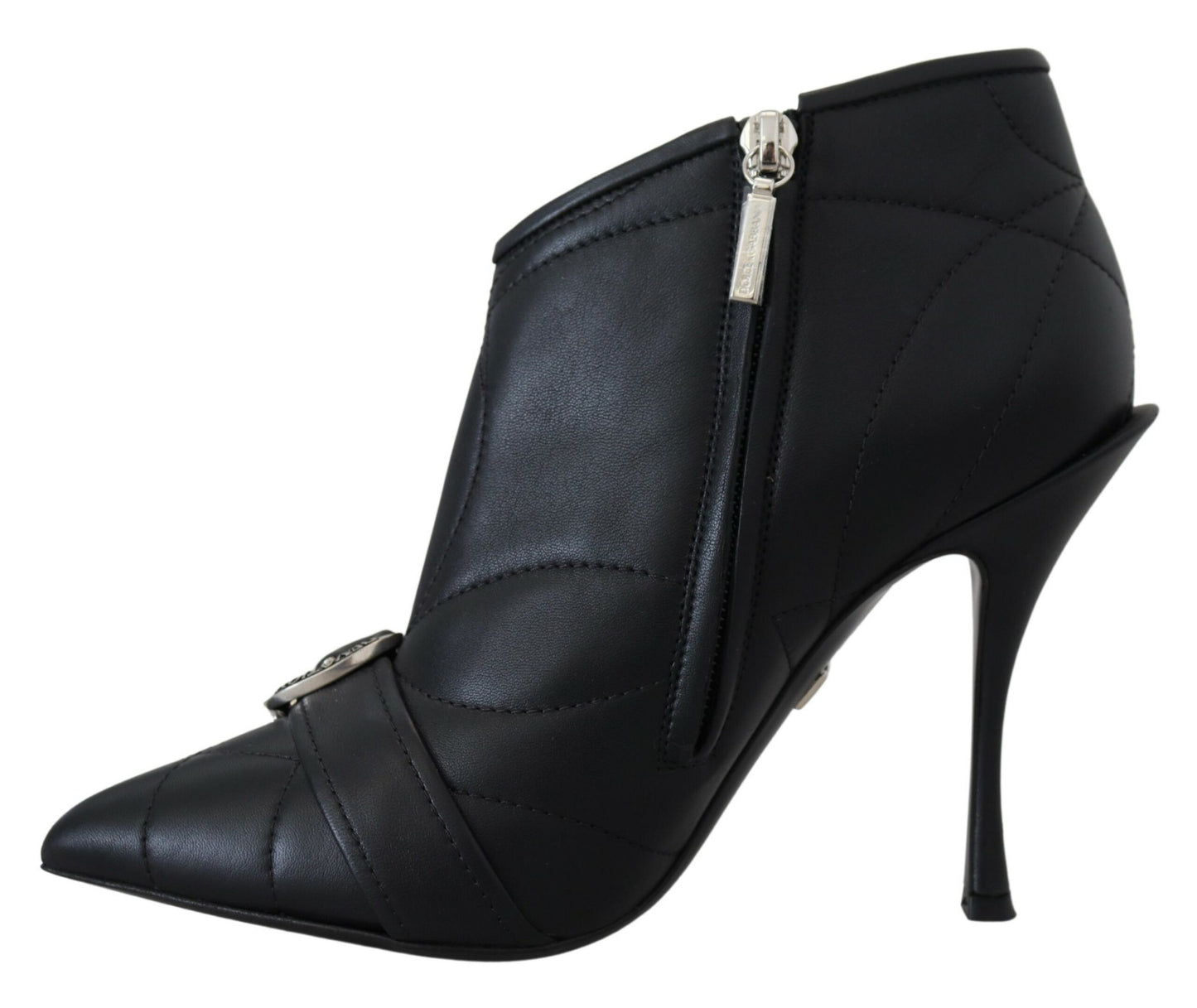 Dolce & Gabbana Black Devotion Quilted Buckled Ankle Boots Shoes