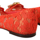 Dolce & Gabbana Red Taormina Lace Crystals Ballet Flats Shoes