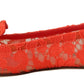 Dolce & Gabbana Red Taormina Lace Crystals Ballet Flats Shoes