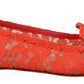 Dolce & Gabbana Red Taormina Lace Crystals Ballet Flats Shoes