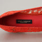 Dolce & Gabbana Red Taormina Lace Crystals Ballet Flats Shoes