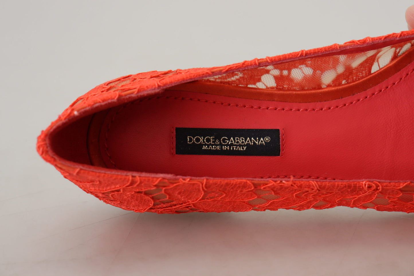 Dolce & Gabbana Red Taormina Lace Crystals Ballet Flats Shoes