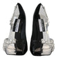 Dolce & Gabbana Black Silver Crystal Double Design High Heels Shoes