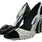 Dolce & Gabbana Black Silver Crystal Double Design High Heels Shoes