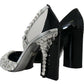 Dolce & Gabbana Black Silver Crystal Double Design High Heels Shoes