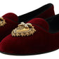 Dolce & Gabbana Bordeaux Velvet Slip-On Loafers Flats Shoes