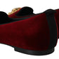 Dolce & Gabbana Bordeaux Velvet Slip-On Loafers Flats Shoes