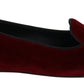 Dolce & Gabbana Bordeaux Velvet Slip-On Loafers Flats Shoes