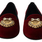 Dolce & Gabbana Bordeaux Velvet Slip-On Loafers Flats Shoes