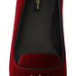 Dolce & Gabbana Bordeaux Velvet Slip-On Loafers Flats Shoes