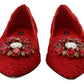 Dolce & Gabbana Red Taormina Crystals Loafers Flats Shoes