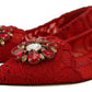 Dolce & Gabbana Red Taormina Crystals Loafers Flats Shoes