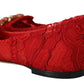 Dolce & Gabbana Red Taormina Crystals Loafers Flats Shoes