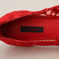 Dolce & Gabbana Red Taormina Crystals Loafers Flats Shoes