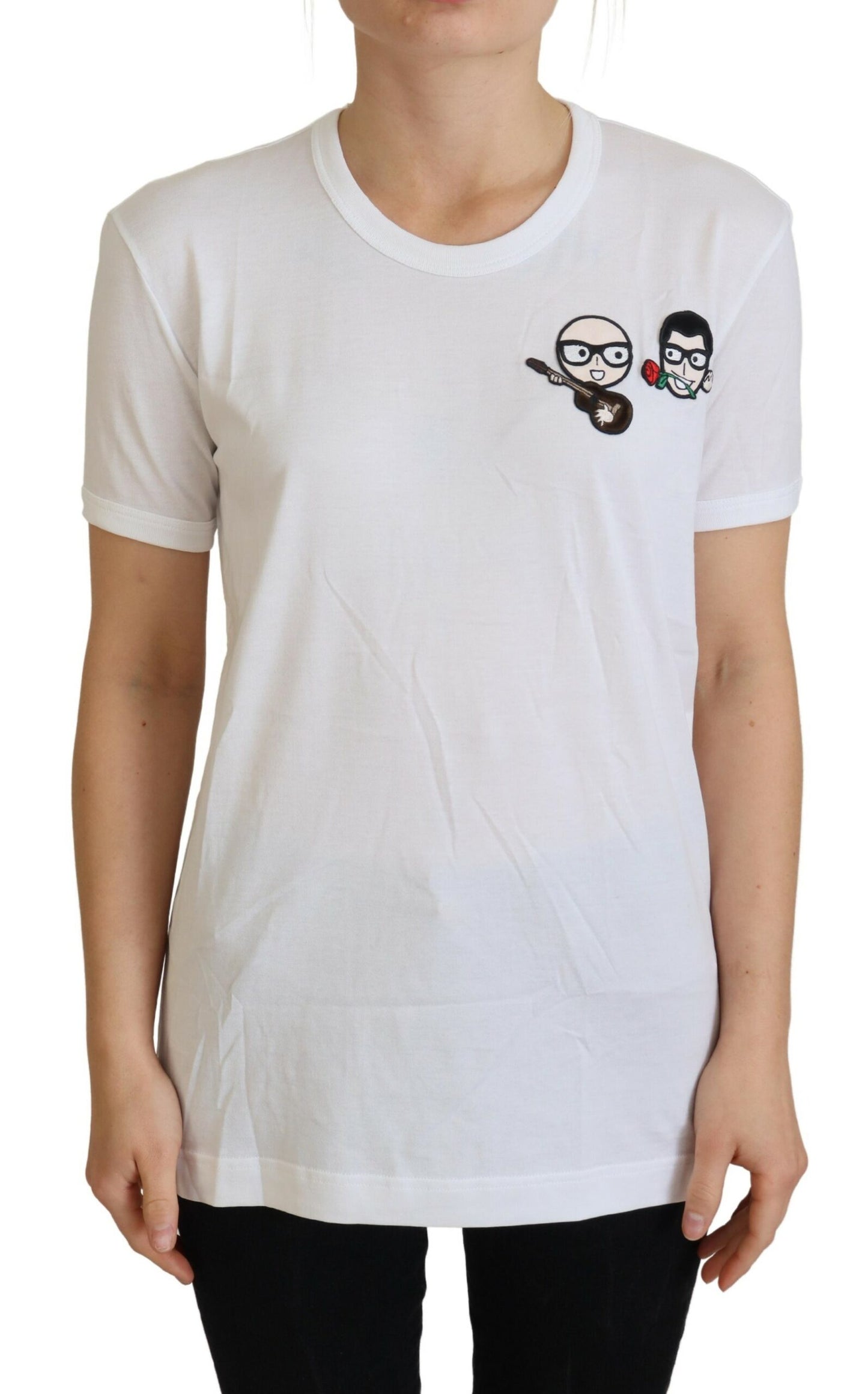 Dolce & Gabbana White #dgfamily Crewneck Cotton T-shirt