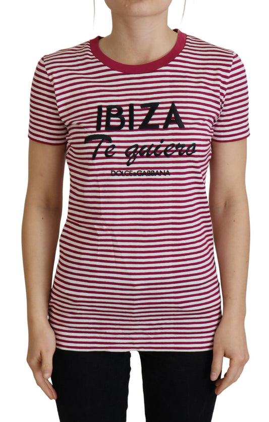 Dolce & Gabbana White Pink Stripe IBIZA Exclusive T-shirt