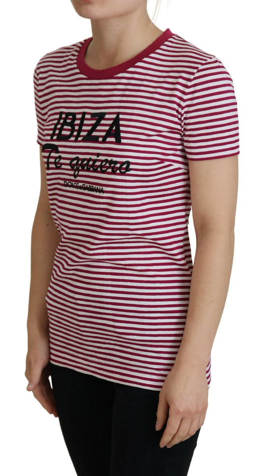 Dolce & Gabbana White Pink Stripe IBIZA Exclusive T-shirt