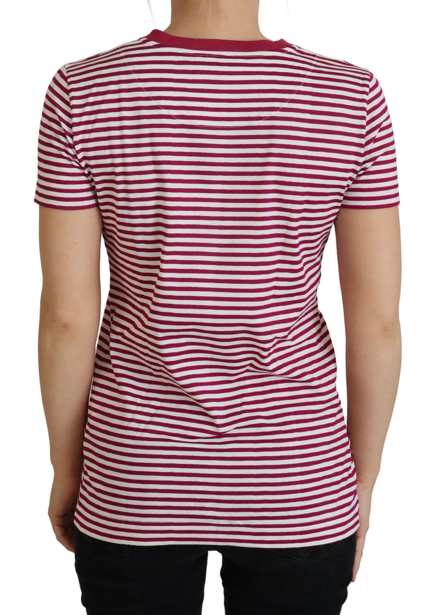 Dolce & Gabbana White Pink Stripe IBIZA Exclusive T-shirt