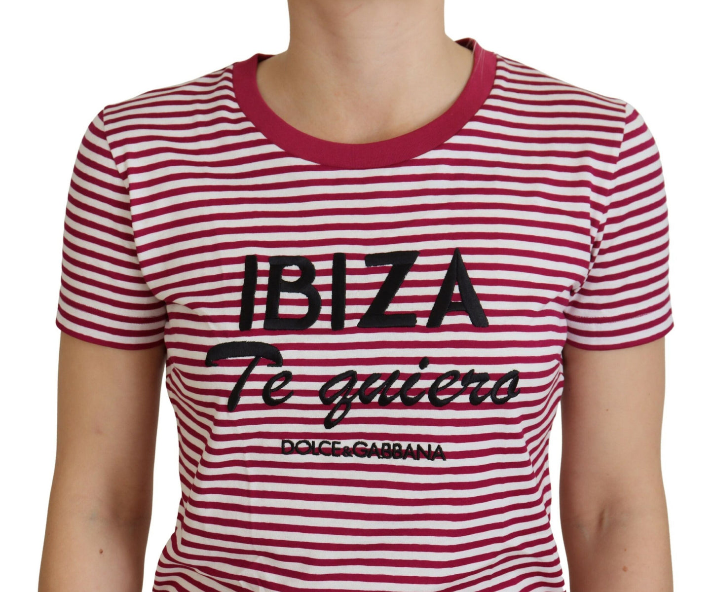 Dolce & Gabbana White Pink Stripe IBIZA Exclusive T-shirt