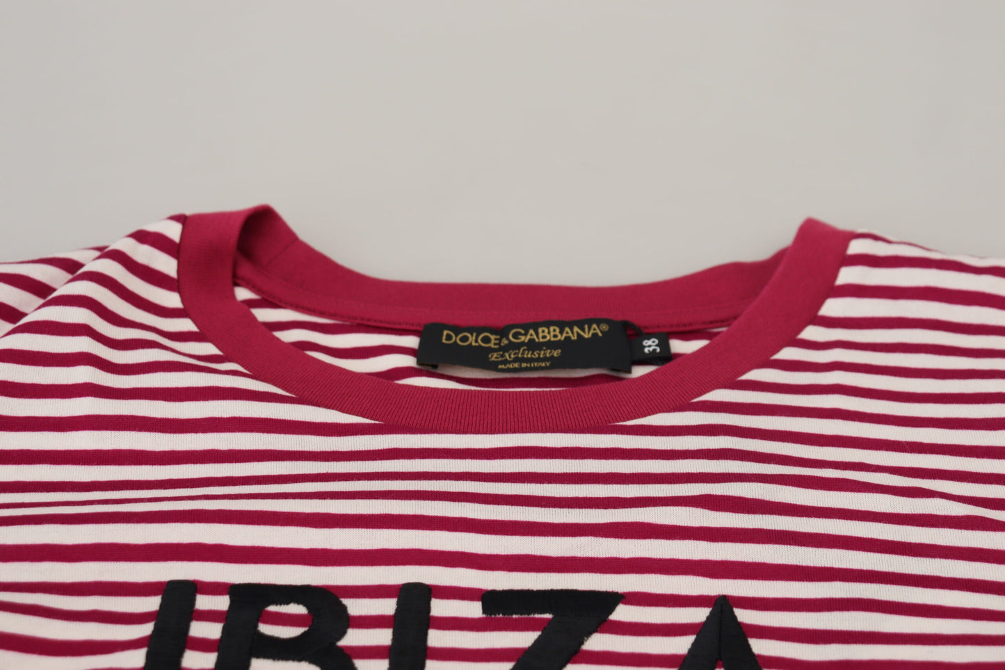 Dolce & Gabbana White Pink Stripe IBIZA Exclusive T-shirt